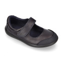 School Washable Nappa leather Mary Jane shoes laceless with reinforced toe cap.