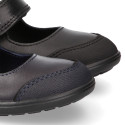 School Washable Nappa leather Mary Jane shoes laceless with reinforced toe cap.