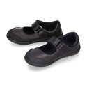 School Washable Nappa leather Mary Jane shoes laceless with reinforced toe cap.