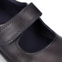 School Washable Nappa leather Mary Jane shoes laceless with reinforced toe cap.