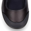 School Washable Nappa leather Mary Jane shoes laceless with reinforced toe cap.