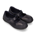 School Washable Nappa leather Mary Jane shoes laceless with reinforced toe cap.