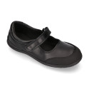 School Washable Nappa leather Mary Jane shoes laceless with reinforced toe cap.