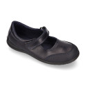 School Washable Nappa leather Mary Jane shoes laceless with reinforced toe cap.