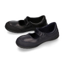 School Washable Nappa leather Mary Jane shoes laceless with reinforced toe cap.