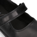 School Washable Nappa leather Mary Jane shoes laceless with reinforced toe cap.