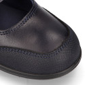 School Washable Nappa leather Mary Jane shoes laceless with reinforced toe cap.