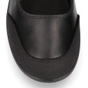 School Washable Nappa leather Mary Jane shoes laceless with reinforced toe cap.