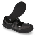 School Washable Nappa leather Mary Jane shoes laceless with reinforced toe cap.