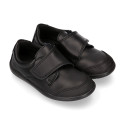 School Washable Nappa leather kids Oxford shoes laceless.