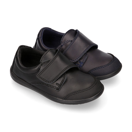 School Washable Nappa leather kids Oxford shoes laceless.