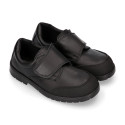 School Washable Nappa leather kids Oxford shoes laceless.