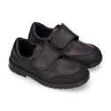 School Washable Nappa leather kids Oxford shoes laceless.