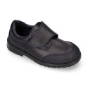 School Washable Nappa leather kids Oxford shoes laceless.