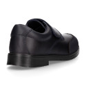 School Washable Nappa leather kids Oxford shoes laceless.