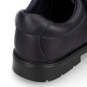 School Washable Nappa leather kids Oxford shoes laceless.