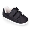 Washable leather little kids School sneakers shoes laceless.
