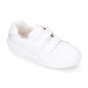 Washable leather kids School sneakers shoes laceless.
