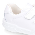 Washable leather kids School sneakers shoes laceless.