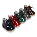 Little bear safari boots with super flexible soles in patent leather.