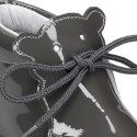 Little bear safari boots with super flexible soles in patent leather.