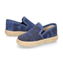 Cotton canvas espadrille shoes with camouflage print for kids.
