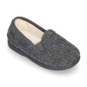 New structured wool knit Home shoes with elastics band.