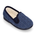 New structured wool knit Home shoes with elastics band.