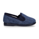 New structured wool knit Home shoes with elastics band.