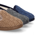 New structured wool knit Home shoes with elastics band.