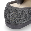 New structured wool knit Home shoes with elastics band.