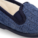 New structured wool knit Home shoes with elastics band.