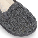 New structured wool knit Home shoes with elastics band.