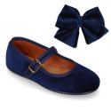 Velvet hair Bow for girl's with clip matching with our Velvet Mary Janes.