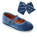 Velvet hair Bow for girl's with clip matching with our Velvet Mary Janes.