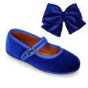 Velvet hair Bow for girl's with clip matching with our Velvet Mary Janes.