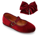 Velvet hair Bow for girl's with clip matching with our Velvet Mary Janes.