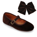 Velvet hair Bow for girl's with clip matching with our Velvet Mary Janes.