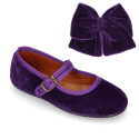 Velvet hair Bow for girl's with clip matching with our Velvet Mary Janes.