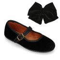 Velvet hair Bow for girl's with clip matching with our Velvet Mary Janes.