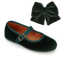 Velvet hair Bow for girl's with clip matching with our Velvet Mary Janes.