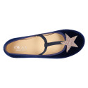 VELVET canvas T-strap Mary Janes with STARS design.