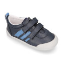 BLANDITOS kids sneakers laceless with side stripes design in soft nappa leather.