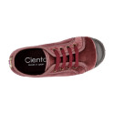 Velvet kids sneakers with laces and rubber toe cap.