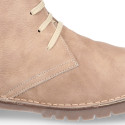 Casual leather little kids ankle boots with thick sole.
