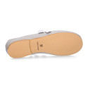 Little Angel style ballet flat shoes in LINEN with ties closure.