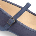 Autumn winter canvas little OKAA Mary Jane shoes in seasonal colors with shoemaker bow.