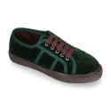 Casual sneaker shoes with ties closure in velvet canvas.