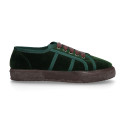 Casual sneaker shoes with ties closure in velvet canvas.