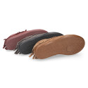 Kids Oxford shoes with fringes design and laces closure in suede leather.